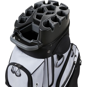 VEVOR Golf Cart Bag, 14 Way Molded Lock Top Divider Organizer, Golf Club Bag with Full-Length Divider, Handles, Storage Pockets, Shoulder Strap, Rain Hood, Smooth Zippers for Men & Women(Gray)
