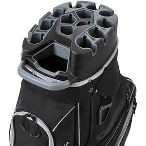 VEVOR Golf Cart Bag, 14 Way Molded Lock Top Divider Organizer, Golf Club Bag with Full-Length Divider, Handles, Storage Pockets, Shoulder Strap, Rain Hood, Smooth Zippers for Men & Women(Black)