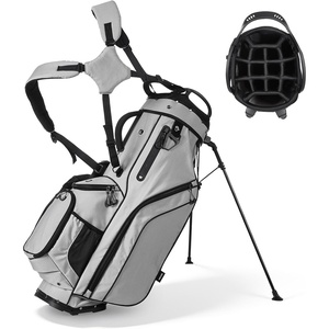 VEVOR Golf Cart Bag, Top Divider Organizer, Upgrated Golf Club Bag with Shoulder Straps, Support Legs, Rain Hood, Storage Pockets, Lightweight Polyester for Men & Women(Gray)