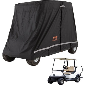 VEVOR Golf Cart Cover, Full Coverage 2+2/4 Passenger Golf Cart, 420D/600D Waterproof Oxford Fabric Cover Fits Most Carts Club Car, Yamaha, EZGO, Honda, Silver-Coated Layer & Three Zipper Doors(Black)