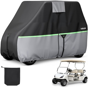 VEVOR Golf Cart Cover, Full Coverage 2+2/4 Passenger Golf Cart, 420D/600D Waterproof Oxford Fabric Cover Fits Most Carts Club Car, Yamaha, EZGO, Honda, Silver-Coated Layer & Three Zipper Doors(600D black+grey+green)