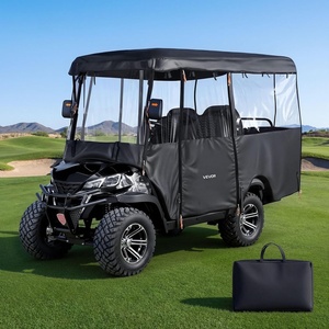 VEVOR Golf Cart Cover, Visible Full-Enclosure 2/2+2/4 Passenger Golf Cart, 600D Waterproof Oxford Fabric Cover，Fits Most Carts Club Car, Yamaha, EZGO, Honda, PVC Coating & Windproof Hook Design(600D Black)