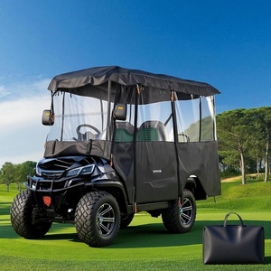 VEVOR Golf Cart Cover, Visible Full-Enclosure 2/2+2/4 Passenger Golf Cart, 600D Waterproof Oxford Fabric Cover，Fits Most Carts Club Car, Yamaha, EZGO, Honda, PVC Coating & Windproof Hook Design(420D Black)