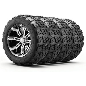 VEVOR Golf Cart Wheels, 12″ 20×10-12 Black Aluminum Alloy Golf Cart Tires and Wheels Combo (Set of 4) Fit Club Car, EZGO, Yamaha, 4 Ply Rubber 4-Lug Lawn Mower Tires & Rims, 800 lbs Load, All-Terrain(20×10-12)