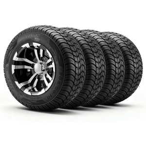 VEVOR Golf Cart Wheels, 12″ 20×10-12 Black Aluminum Alloy Golf Cart Tires and Wheels Combo (Set of 4) Fit Club Car, EZGO, Yamaha, 4 Ply Rubber 4-Lug Lawn Mower Tires & Rims, 800 lbs Load, All-Terrain(205/50-10)