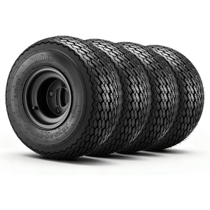 VEVOR Golf Cart Wheels, 12″ 20×10-12 Black Aluminum Alloy Golf Cart Tires and Wheels Combo (Set of 4) Fit Club Car, EZGO, Yamaha, 4 Ply Rubber 4-Lug Lawn Mower Tires & Rims, 800 lbs Load, All-Terrain(18×8.5-8)