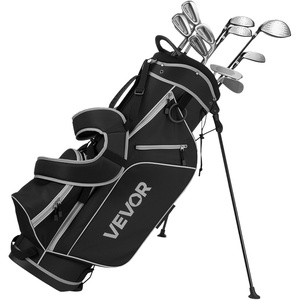 VEVOR Golf Club Set, 12 Pieces Golf Club Complete Set Right Handed with 460CC #1 Driver, #3 & 5 Fairway Wood, #4 Hybrid, #5/#6/#7/#8/#9/#PW/#SW Irons, L-Shaped Putter, Golf Stand Bag(Golfset Black)
