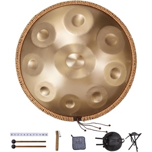 VEVOR Handpan Drum, 22 in & 9 Notes, D Minor Hand Drum, Hand Pan Drum Instrument with Mallets, 440Hz Handpan Stand & Carry Bag, Steel Healing Sound Drum, Percussion Instruments for Adults Beginners(9 Notes D Minor)