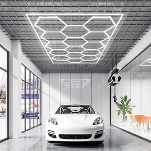 VEVOR Hexagon Garage LED Lights, 26400LM 6500K Honeycomb Garage Lights, 5 Grids DIY Cool White Car Detailing Ceiling Lighting, Super Bright Shop Light for Gym Basement Workshop(15 Hex)