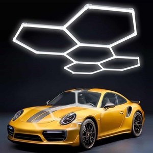 VEVOR Hexagon Garage LED Lights, 26400LM 6500K Honeycomb Garage Lights, 5 Grids DIY Cool White Car Detailing Ceiling Lighting, Super Bright Shop Light for Gym Basement Workshop(5 Hex)