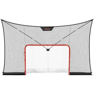 VEVOR Hockey Goal Goal and Backstop Net Set, 12×7 ft Durable Hockey Net with Extended Coverage, Lightweight Portable Complete Training Accessory Set, Easy Assembly, for Youth and Adults