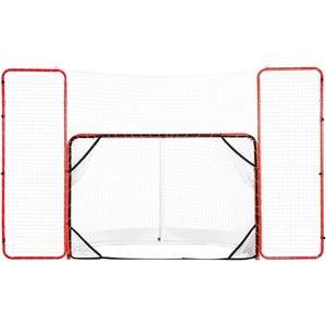 VEVOR Hockey Goal with Backstop and Targets, Street Steel Hockey Net, 72″ Pro Hockey Training Goal Set, Portable Indoor Outdoor Hockey Goal with Net, Easy Assemble, White/Red