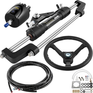 VEVOR Hydraulic Outboard Steering Kit, 90/150/300HP Helm Pump Marine Boat Hydraulic Steering System, 13.5 inch Steering Wheel with 10–26 ft Hydraulic Nylon Hose Option(300hp With 16’hose)
