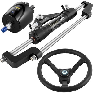 VEVOR Hydraulic Outboard Steering Kit, 90/150/300HP Helm Pump Marine Boat Hydraulic Steering System, 13.5 inch Steering Wheel with 10–26 ft Hydraulic Nylon Hose Option(300hp Without Hose)