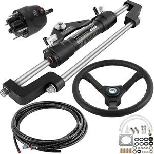 VEVOR Hydraulic Outboard Steering Kit, 90/150/300HP Helm Pump Marine Boat Hydraulic Steering System, 13.5 inch Steering Wheel with 10–26 ft Hydraulic Nylon Hose Option(300hp With 18’hose)