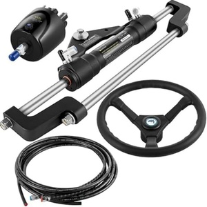 VEVOR Hydraulic Outboard Steering Kit, 90/150/300HP Helm Pump Marine Boat Hydraulic Steering System, 13.5 inch Steering Wheel with 10–26 ft Hydraulic Nylon Hose Option(300hp With 10’hose)