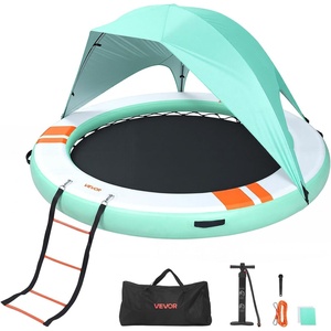 VEVOR Inflatable Floating Dock, Inflatable Dock Platform, Non-Slip Water Air Mat with Portable Carrying Bag and Detachable Ladder, Floating Water Platform Island Raft for Pool Beach Ocean(White + Blue + Orange)