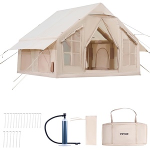 VEVOR Inflatable Tents for Camping, Easy Setup Blow up Tent with Hand Pump, 4 Season Glamping Tent with Stove Jack, Doors & Mesh Windows, Storage Bag Included for Easy Taking(4-6 Person)
