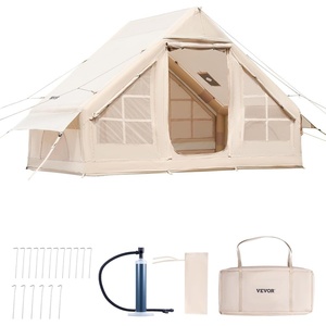 VEVOR Inflatable Tents for Camping, Easy Setup Blow up Tent with Hand Pump, 4 Season Glamping Tent with Stove Jack, Doors & Mesh Windows, Storage Bag Included for Easy Taking(3-5 Person)