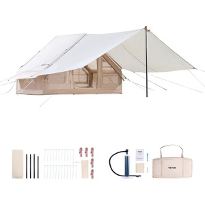VEVOR Inflatable Tents for Camping, Easy Setup Blow up Tent with Hand Pump, 4 Season Glamping Tent with Stove Jack, Doors & Mesh Windows, Storage Bag Included for Easy Taking(3-5 Person With Canopy)