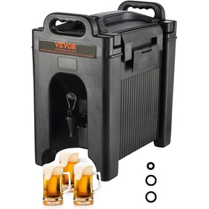 VEVOR Insulated Beverage Dispenser, 2.5 Gallon, Food-grade LDPE Hot and Cold Beverage Server, Thermal Drink Dispenser Cooler with 0.9 in PU Layer Two-Stage Faucet Handle, for Restaurant Drink Shop(2.5 Gallon)