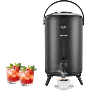 VEVOR Insulated Beverage Dispenser, 3.2 Gal/12L Stainless Steel Thermal Drink Server with Spigot & Temp Display, Suitable for Hot and Cold Drinks, for Tea Coffee Water in Cafes & Restaurants, Black