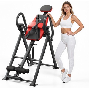 VEVOR Inversion Table, 300 lbs Capacity Heavy Duty Back Inverter Stretcher, Inverted Table with Dual-Roller Locking, Decompression Tables for Shoulders, Neck, Multi-Angle Adjustable Tether Strap(Black & Red)