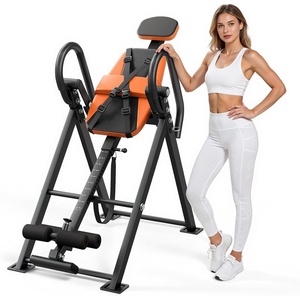 VEVOR Inversion Table, 300 lbs Capacity Heavy Duty Back Inverter Stretcher, Inverted Table with Dual-Roller Locking, Decompression Tables for Shoulders, Neck, Multi-Angle Adjustable Tether Strap(Black & Orange)