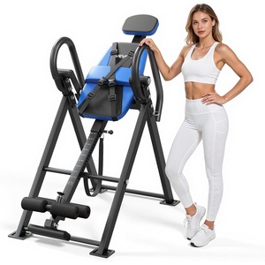 VEVOR Inversion Table, 300 lbs Capacity Heavy Duty Back Inverter Stretcher, Inverted Table with Dual-Roller Locking, Decompression Tables for Shoulders, Neck, Multi-Angle Adjustable Tether Strap(Black & Blue)