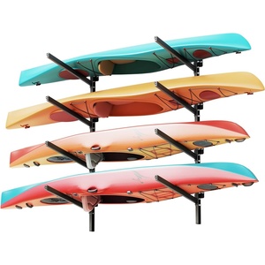 VEVOR Kayak Storage Rack for 6 Kayaks, Holds 400 lbs, Heavy Duty Freestanding Stand for Indoor Outdoor Garage Shed Dock, Storage Rack Stand Holder for Canoe, Small Boat, SUP, Surfboard & Paddleboard(Wall Mount-4 Kayaks-Black)