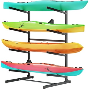 VEVOR Kayak Storage Rack for 6 Kayaks, Holds 400 lbs, Heavy Duty Freestanding Stand for Indoor Outdoor Garage Shed Dock, Storage Rack Stand Holder for Canoe, Small Boat, SUP, Surfboard & Paddleboard(Stand-4 Kayaks-Black)