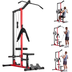 VEVOR LAT Pull Down Machine, 3-in-1 Row Cable Machine, Cable Machines Home Gym with 3-Level Adjustable Seat, 4-Level Adjustable Foam Roller, Load 400 lbs LAT Tower for Back, Chest, Tricep, Black