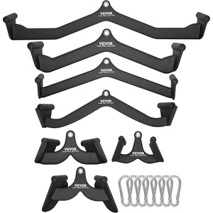 VEVOR LAT Pulldown Attachments, Cable Machine Rowing T-bar V-bar Tricep Pull Down Bar, Back Strength Training Rubber Coated Handle Grip, Bicep Curl Tricep LAT Pulldown Bar for Home Gym Fitness(7PCS)