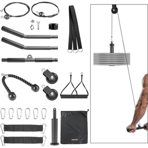VEVOR LAT Pulldown Attachments, Cable Machine Rowing T-bar V-bar Tricep Pull Down Bar, Back Strength Training Rubber Coated Handle Grip, Bicep Curl Tricep LAT Pulldown Bar for Home Gym Fitness(Set with 2 Bars)