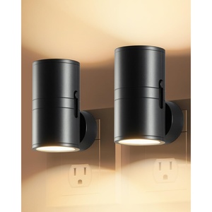 VEVOR LED Night Lights, 0-60LM Adjustable Brightness, Modern Night Lights Plug into Wall, Dusk to Dawn Sensor, 3000K Soft Warm White for Hallway Bathroom Stairway Bedroom, Black, 2 Pack