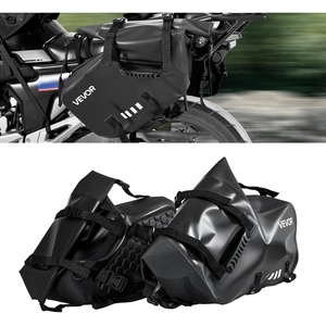 VEVOR Motorcycle Tail Bag, 40-60 L Expandable Motorcycle Rear Seat Bag with Waterproof Rain Cover, Foldable Outdoor Sports Motorbike Luggage Storage with Shoulder Straps, Pocket & Elastic Cord, Black(Saddle Bag – Upgraded Double-sided Fabric – 28L)
