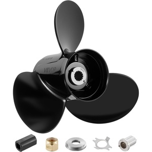 VEVOR Outboard Boat Propeller, Upgrade OEM 15 Spline Tooth Aluminum Fit Mercury/Mariner(Black)