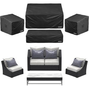 VEVOR Patio Furniture Cover 4-Piece Set, 420D Heavy Duty Waterproof Outdoor Dining Table and Chairs Cover Set, Lawn Patio Furniture Covers for Outdoor Sofa, Couch, Chairs, Coffee Table, Black