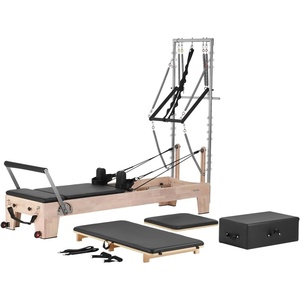 VEVOR Pilates Reformer Foldable, Suitable for Intermediate and Beginners Users, Pilates Equipment for Home Gym Studio Use with 4 Adjustable Resistance Spring, Up to 400 LBS(wood color)