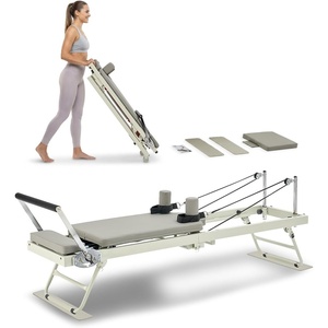 VEVOR Pilates Reformer Foldable, Suitable for Intermediate and Beginners Users, Pilates Equipment for Home Gym Studio Use with 4 Adjustable Resistance Spring, Up to 400 LBS(Grey)