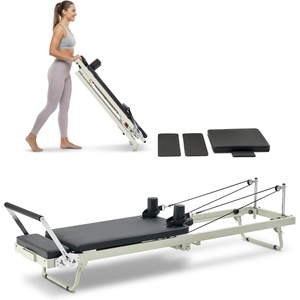 VEVOR Pilates Reformer Foldable, Suitable for Intermediate and Beginners Users, Pilates Equipment for Home Gym Studio Use with 4 Adjustable Resistance Spring, Up to 400 LBS(green&black)