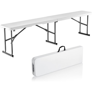 VEVOR Plastic Folding Bench, 6ft Portable Folding Bench, Smooth High Density Polyethylene Waterproof Outdoor Bench, Picnic Camping Table with Handle for Garden Soccer Playtime, White (1 Pack)(White)