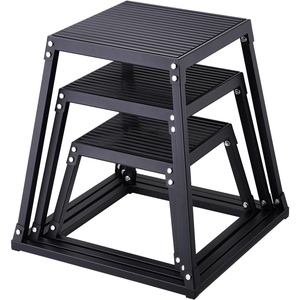 VEVOR Plyometric Platform Box, Plyometric Jump Box, Fitness Steel Plyo Box for Home Gym Jump Training, Crossfit, Conditioning, Strength Training, Black(Black3)