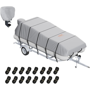VEVOR Pontoon Boat Cover, 800D Heavy Duty Trailerable Pontoon Cover, 19-20ft Waterproof Marine Grade Oxford UV Resistant Cover, with Motor Cover, 16 Adjustable Tie Down Straps, Grey(Pontoon Cover)