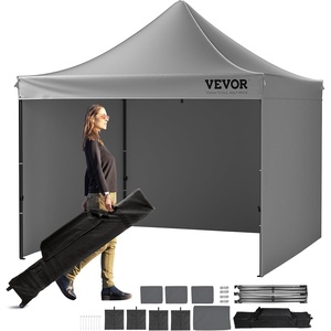 VEVOR Pop Up Canopy, 10 x 10 FT Instant Canopy Portable Gazebo with 3 Sidewalls & 2 Ventilated Windows, Height Adjustable Pop-Up Outdoor Shelter Tent for Events, Patio, Backyard, Party, Parking(Gray)