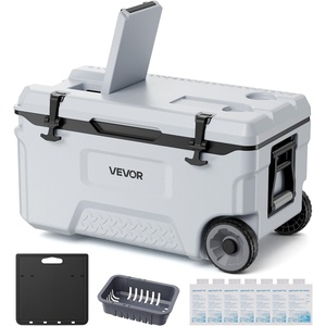VEVOR Portable Cooler,Hard Cooler with Ice Retention, Heavy-Duty Handles and Strap, Lightweight Rigid Material Insulated Portable Cooler, Suitable for Family Picnics and Short Trips(52QT)