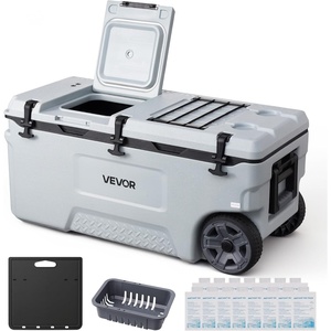 VEVOR Portable Cooler,Hard Cooler with Ice Retention, Heavy-Duty Handles and Strap, Lightweight Rigid Material Insulated Portable Cooler, Suitable for Family Picnics and Short Trips(106QT)