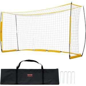 VEVOR Portable Soccer Goal, 12 x 6 ft Large Practice Soccer Net, Steel Fiberglass Structure Training Goal Set with Carry Bag, All-Weather Outdoor Use, for Backyards, Parks, School Fields(Fiberglass Rod Cube)