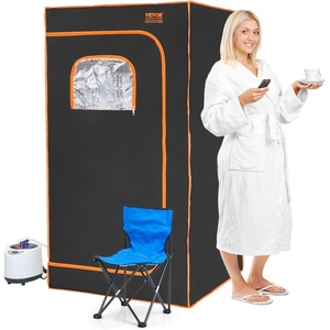 VEVOR Portable Steam Sauna Tent Full Size, 1000W Personal Sauna Kit for Home Spa, Detoxify & Soothing Heated Body Therapy, Time & Temperature Remote Control with Floor Mat(Steam Full Size 1200 W)