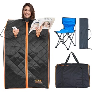 VEVOR Portable Steam Sauna Tent Full Size, 1000W Personal Sauna Kit for Home Spa, Detoxify & Soothing Heated Body Therapy, Time & Temperature Remote Control with Floor Mat(Mini Infrared 1050W)